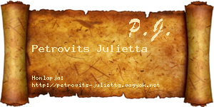 Petrovits Julietta névjegykártya